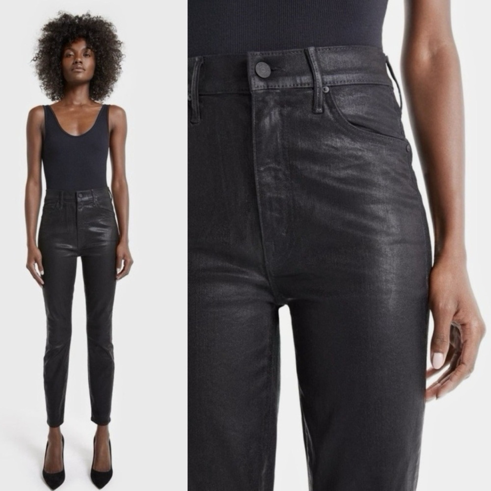 MOTHER The Swooner Ankle Skinny Jean Black/Blackx Wash Size 25